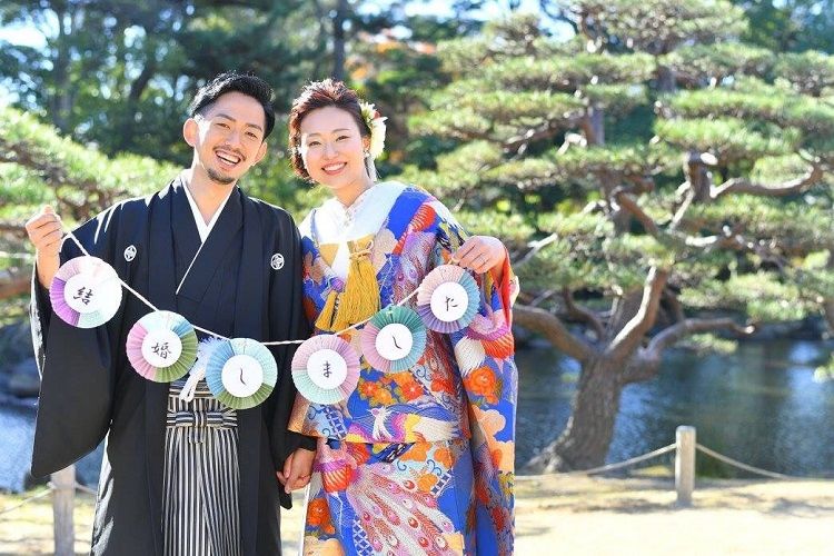 結婚式・前撮りに　和装ガーランド扇子プロップス