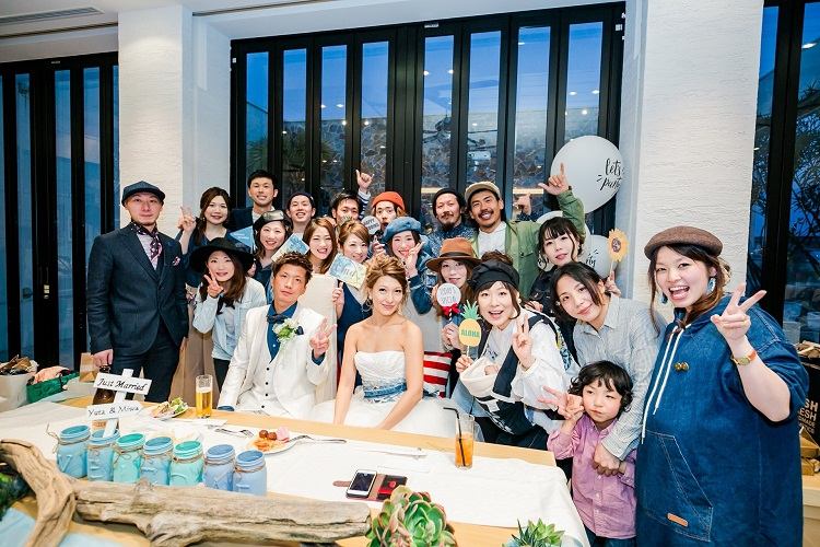 ペアルック デニムシャツ ＆ ドレス 結婚式 二次会