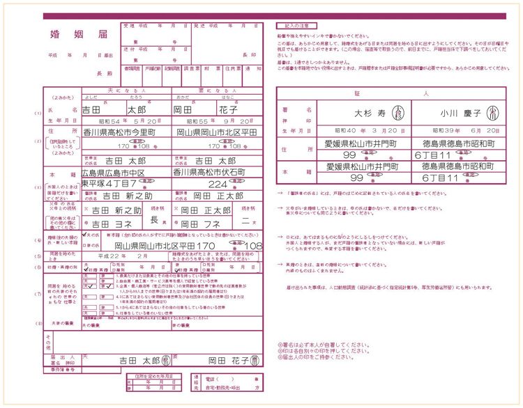 婚姻 届 書き方