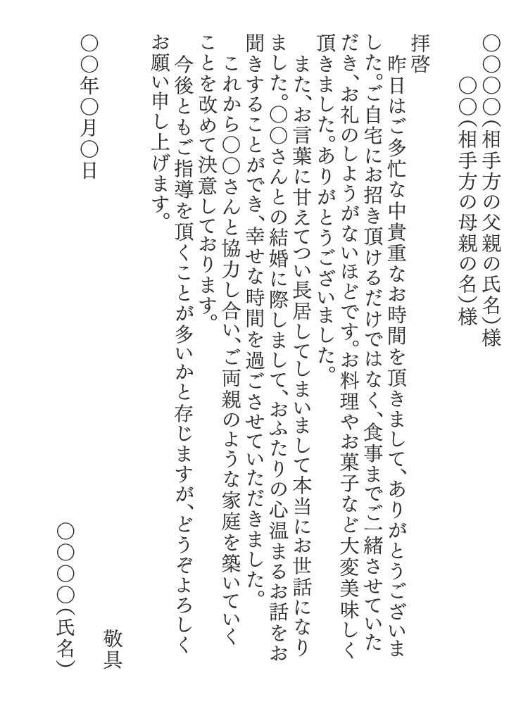 最も人気のある 結婚 挨拶 お礼状 文例