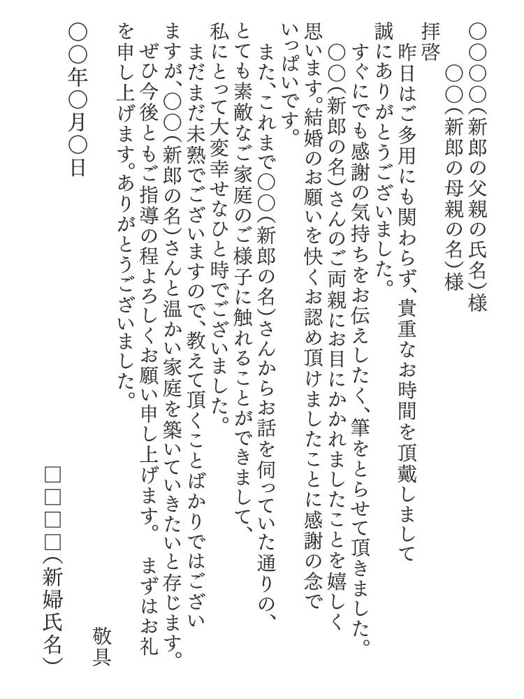 最も人気のある 結婚 挨拶 お礼状 文例