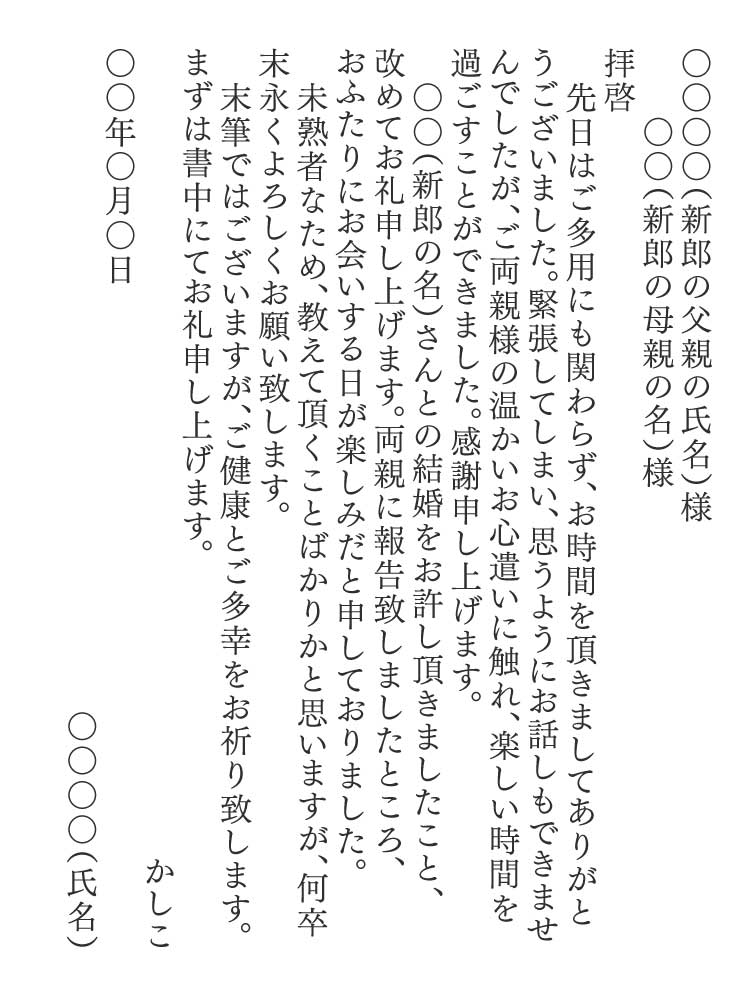 最も人気のある 結婚 挨拶 お礼状 文例