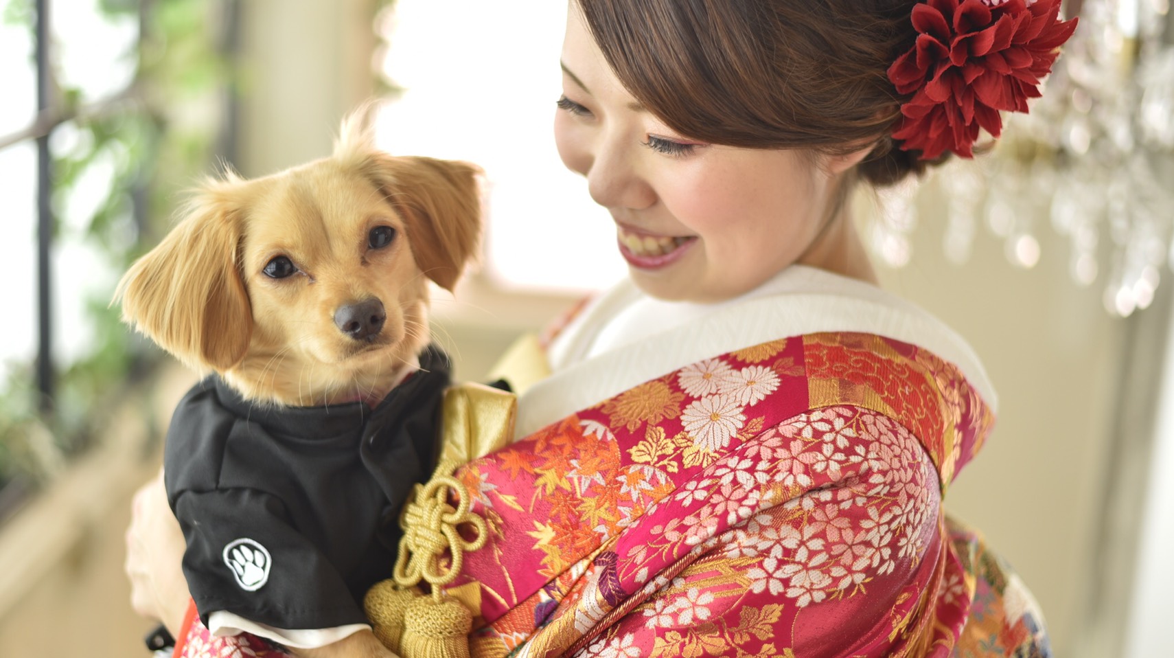 憧れの和装でペットとのウェディングフォト 結婚式のテーマは 笑顔 感謝 ようこそ 美花嫁図鑑 Farny ファーニー お洒落で可愛い花嫁レポが満載 Byプラコレ