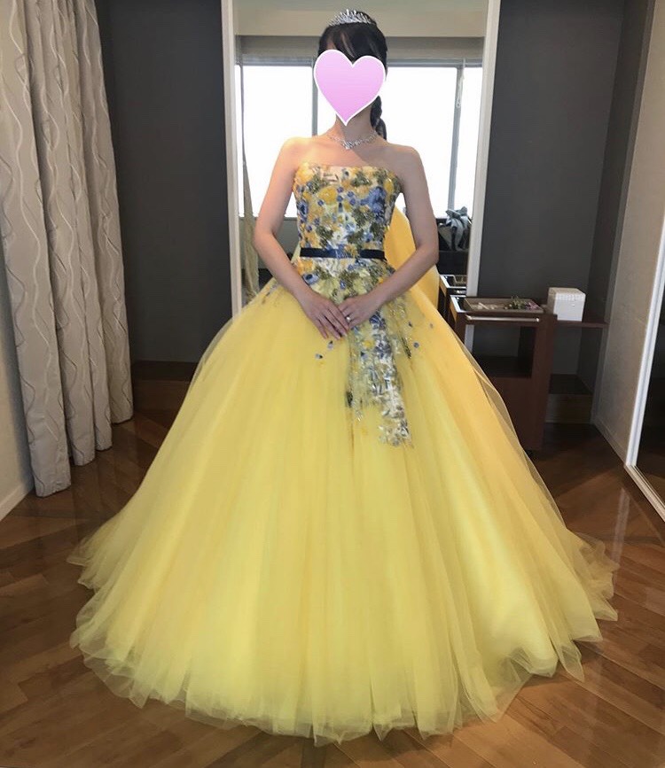 カラードレス（ウエディングドレス）黄色　9号サイズ（TAKAMI)　219 カラードレス（ウエディングドレス）黄色 9号サイズ（TAKAMI) 219