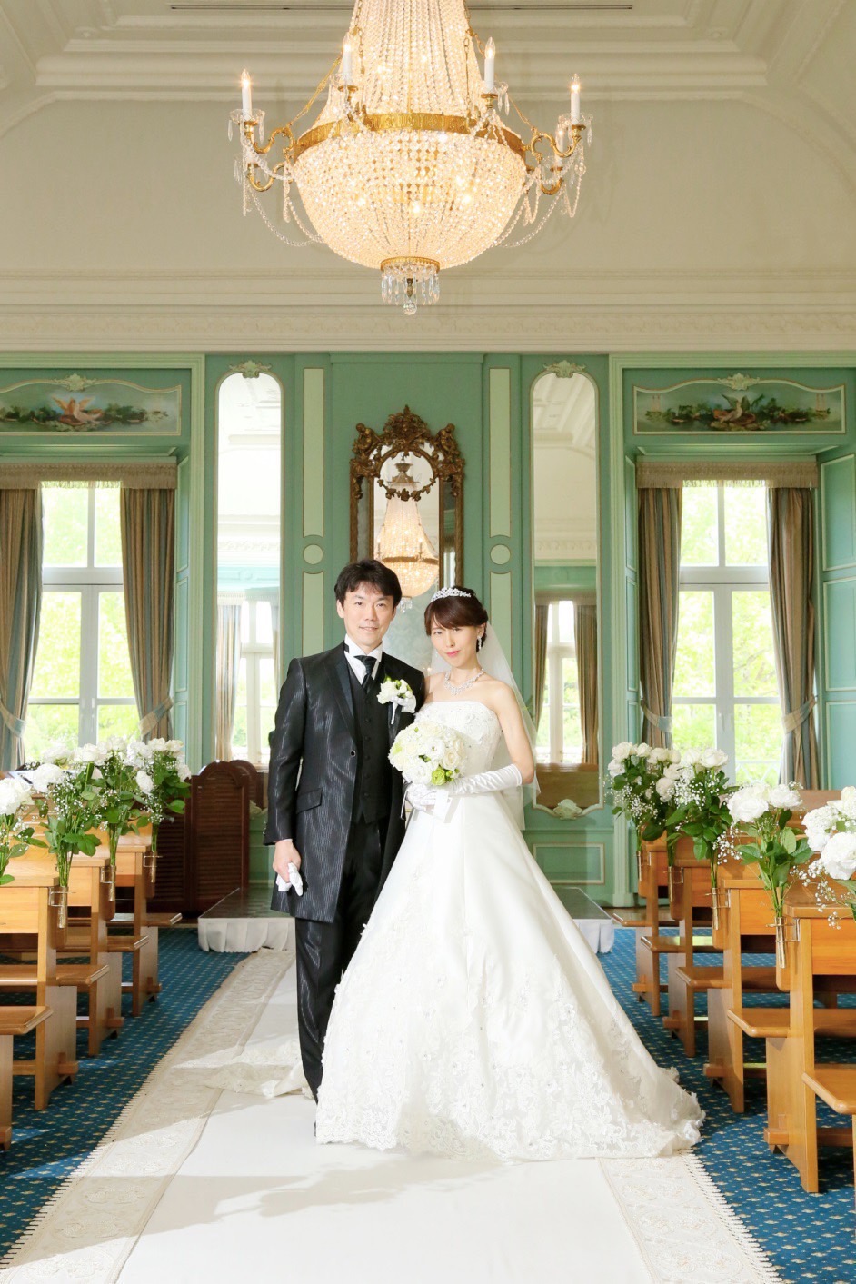 ウェディングドレス/ヒール/ロングレースベール/フラワーシャワー花びら